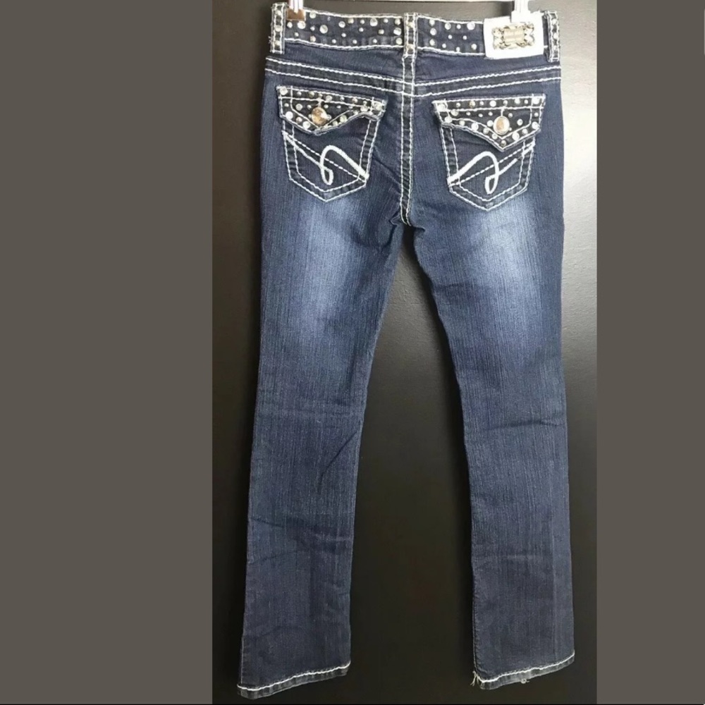 MISS CHIC Rhinestone Studded Denim Jeans Junior